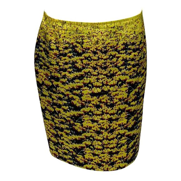 Mary Katrantzou Flower Field Skirt in Yellow Polyester